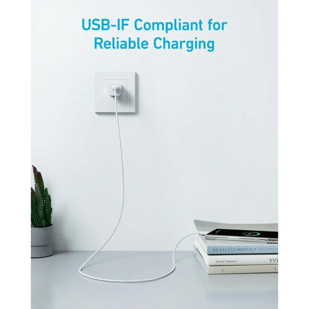 Anker 322 PowerLine USB A to USB C Fast Charging 6ft/1.8m White