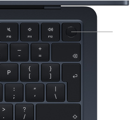 Capteur Touch ID situé dans le coin supérieur droit du clavier du MacBook Air