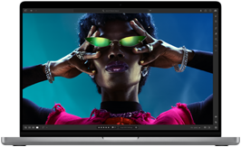 Une image colorée met en valeur la haute résolution, la luminosité et le contraste de l'écran Liquid Retina XDR