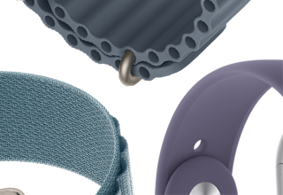 Bracelets Apple Watch Series 11 : Bracelet Sport brume violette, Bracelet Océan bleu maritime, Bracelet Sport lumière stellaire, Boucle Alpine bleu clair