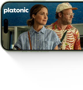 iPhone 17, front exterior, showing the Apple TV+ series Platonic