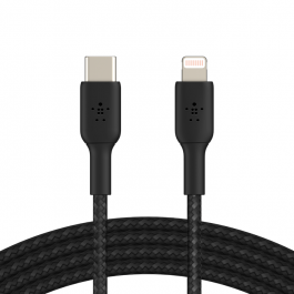 Belkin BoostCharge Braided USB-C to Lightning Cable (2m / 6.6ft), Black