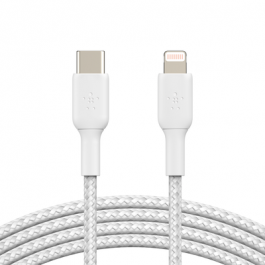 Belkin BoostCharge Braided USB-C to Lightning Cable (2m / 6.6ft)  White