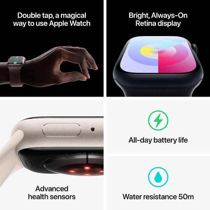 Apple Watch Series 9 GPS 41mm Midnight Aluminium Case with Midnight Sport Band M L