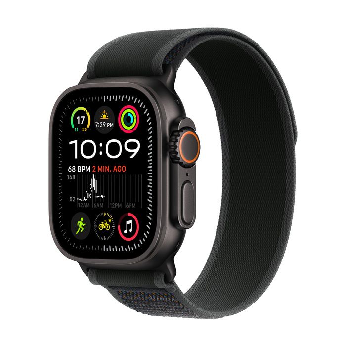 Apple Watch Ultra 2 GPS Cellular 49mm Black Titanium Case with Black Trail Loop M L