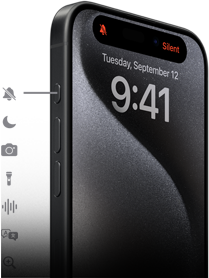 Un iPhone 15 Pro montrant neuf possibilités de configuration du bouton Action
